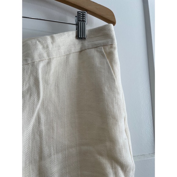 Lauren Ralph Lauren Cream Linen Herringbone Wide Leg Trousers Pants Ivory Sz 12 - Picture 7 of 8